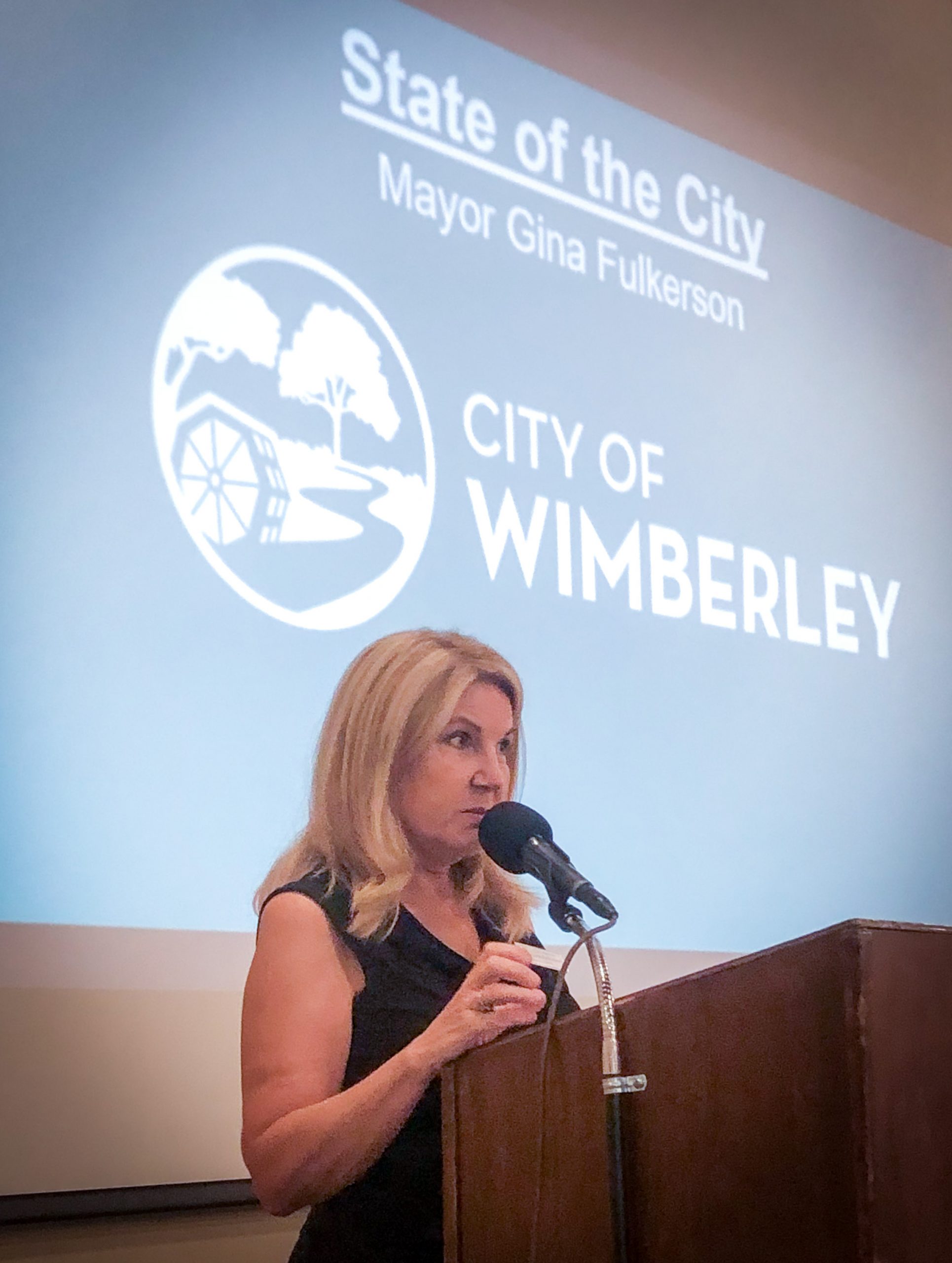 Mayor Gina Fulkerson presents the state of the city of Wimberley at ...